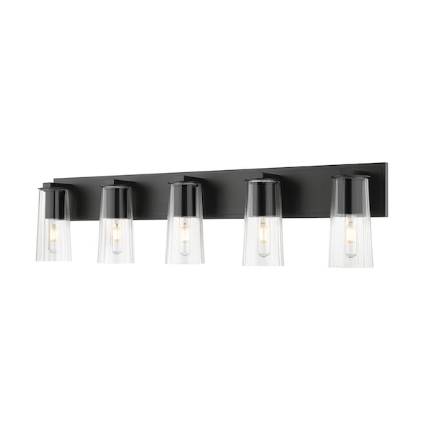 Z-Lite Titus 5 Light Vanity, 40in. W x 9.5in. H, Matte Black 826-5V-MB - main